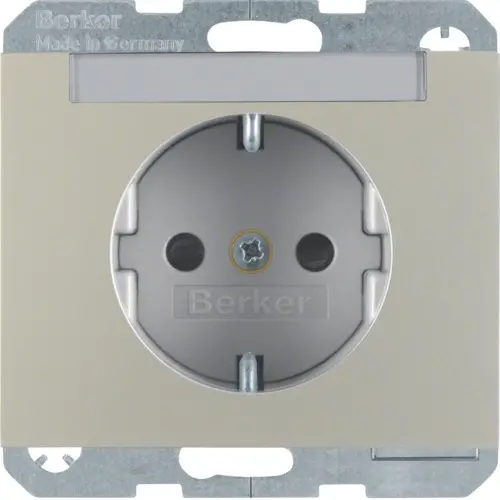 Berker 47387004 wandcontactdoos randaarde kindveilig tekstveld K5 edelstaal