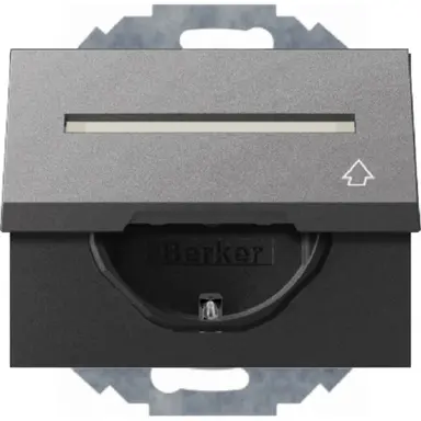 Berker 47487106 wandcontactdoos randaarde kindveilig klapdeksel 45 graden draaibaar K1 antraciet