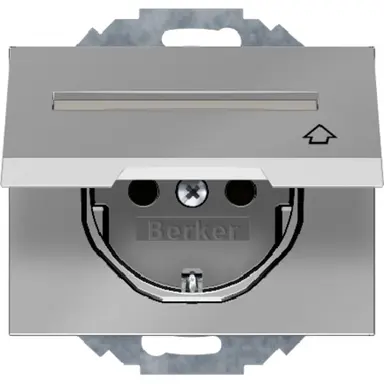 Berker 47487104 wandcontactdoos randaarde kindveilig klapdeksel 45 graden draaibaar K5 edelstaal