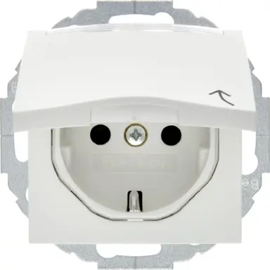 Berker 47461909 wandcontactdoos randaarde kindveilig klapdeksel tekstveld 45 graden draaibaar S1/B3/B7 wit mat
