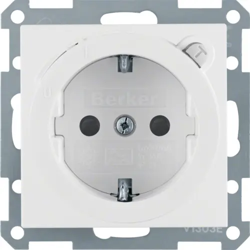 Berker 47081909 wandcontactdoos randaarde kindveilig aardlekschakelaar S1/B3/B7 wit mat