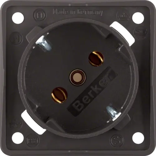 Berker 841852521 Integro Flow wandcontactdoos randaarde 45 graden schroefklemmen bruin mat