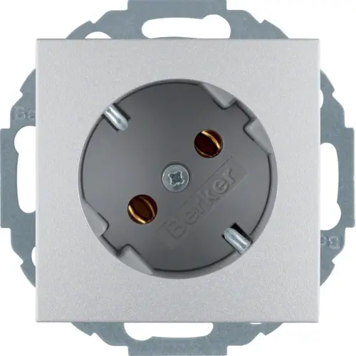 Berker 47271404 wandcontactdoos randaarde 45 graden gedraaid S1/B3/B7 aluminium mat
