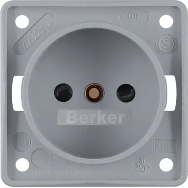 Berker 961942506 Integro Flow wandcontactdoos zonder randaarde kindveilig grijs mat