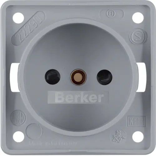 Berker 961942506 Integro Flow wandcontactdoos zonder randaarde kindveilig grijs mat