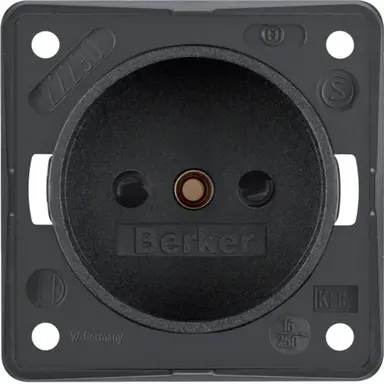 Berker 961942505 Integro Flow wandcontactdoos zonder randaarde kindveilig antraciet mat