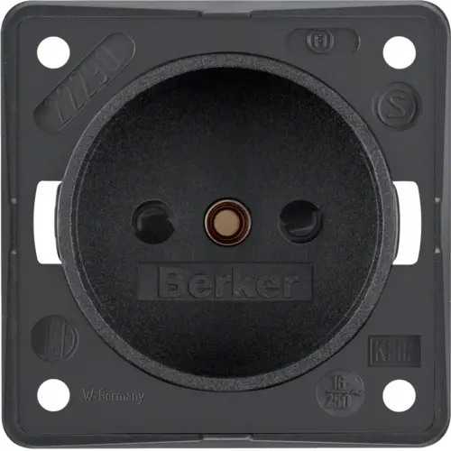 Berker 961942505 Integro Flow wandcontactdoos zonder randaarde kindveilig antraciet mat