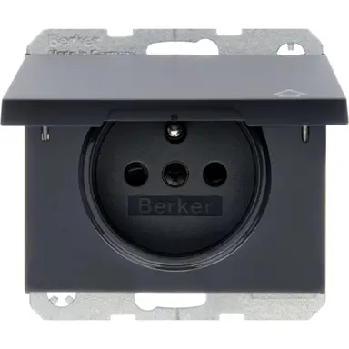 Berker 6768777106 wandcontactdoos penaarde kindveilig klapdeksel K1 antraciet