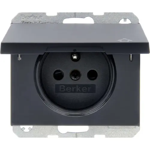 Berker 6768777106 wandcontactdoos penaarde kindveilig klapdeksel K1 antraciet