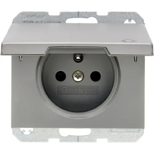 Berker 6768777104 wandcontactdoos penaarde kindveilig klapdeksel K5 edelstaal