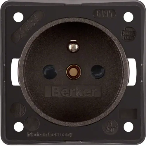 Berker 961952501 Integro Flow wandcontactdoos penaarde kindveilig bruin mat