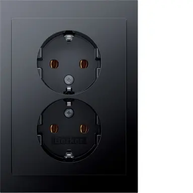 Berker 47747006 wandcontactdoos 2-voudig randaarde voor enkele inbouwdoos K1 antraciet