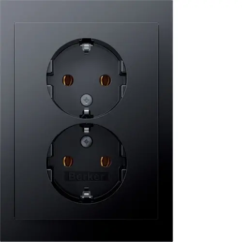 Berker 47747006 wandcontactdoos 2-voudig randaarde voor enkele inbouwdoos K1 antraciet