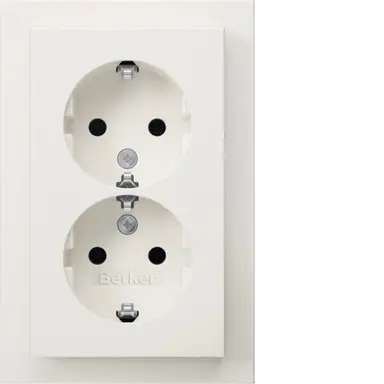 Berker 47746099 wandcontactdoos 2-voudig randaarde voor enkele inbouwdoos Q3 wit