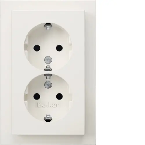 Berker 47746099 wandcontactdoos 2-voudig randaarde voor enkele inbouwdoos Q3 wit
