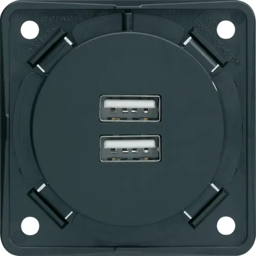 Berker 926102505 Integro Flow USB-oplaadcontactdoos 3A USB-A antraciet mat