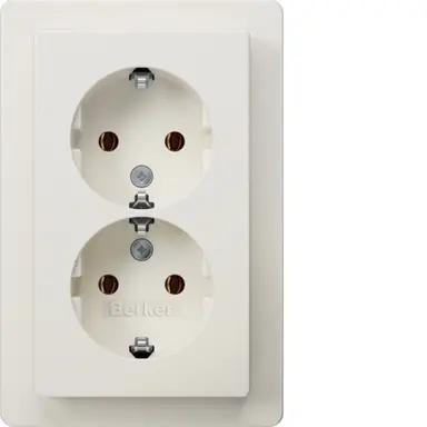 Berker 47746089 wandcontactdoos 2-voudig randaarde voor enkele inbouwdoos Q1 wit