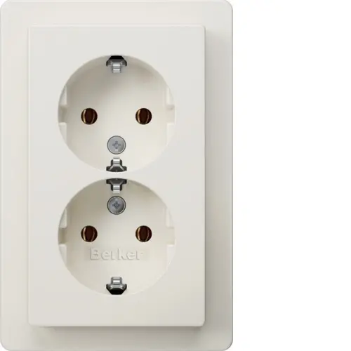 Berker 47746089 wandcontactdoos 2-voudig randaarde voor enkele inbouwdoos Q1 wit