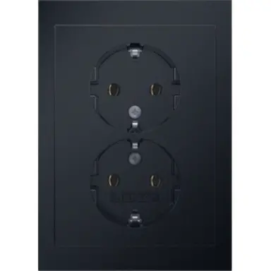 Berker 47742245 wandcontactdoos 2-voudig randaarde voor enkele inbouwdoos R3 zwart