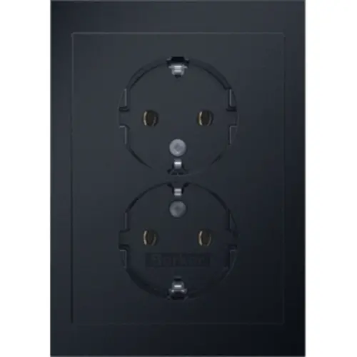 Berker 47742245 wandcontactdoos 2-voudig randaarde voor enkele inbouwdoos R3 zwart