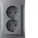 Berker 47741404 wandcontactdoos 2-voudig randaarde voor enkele inbouwdoos S1 aluminium mat