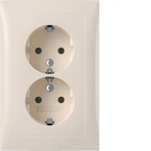 Berker 47728982 wandcontactdoos 2-voudig randaarde voor ovale 1,5 inbouwdoos S1 creme glans