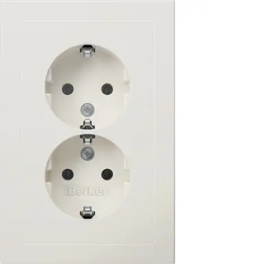 Berker 47726099 wandcontactdoos 2-voudig randaarde voor ovale 1,5 inbouwdoos Q3 wit