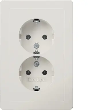 Berker 47726089 wandcontactdoos 2-voudig randaarde voor ovale 1,5 inbouwdoos Q1 wit