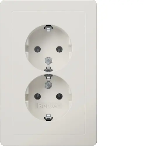 Berker 47726089 wandcontactdoos 2-voudig randaarde voor ovale 1,5 inbouwdoos Q1 wit