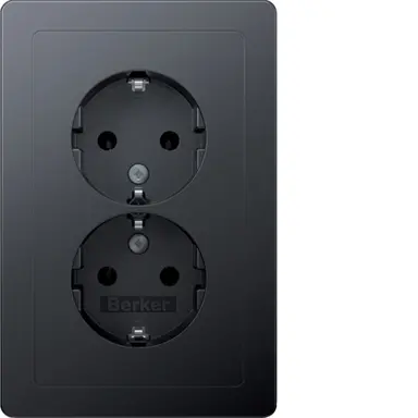 Berker 47726086 wandcontactdoos 2-voudig randaarde voor ovale 1,5 inbouwdoos Q1 antraciet