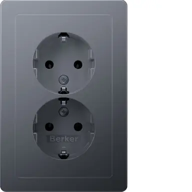 Berker 47726084 wandcontactdoos 2-voudig randaarde voor ovale 1,5 inbouwdoos Q1 aluminium