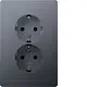 Berker 47726084 wandcontactdoos 2-voudig randaarde voor ovale 1,5 inbouwdoos Q1 aluminium