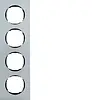 Berker 10142674 afdekraam 4-voudig vlak R8 aluminium