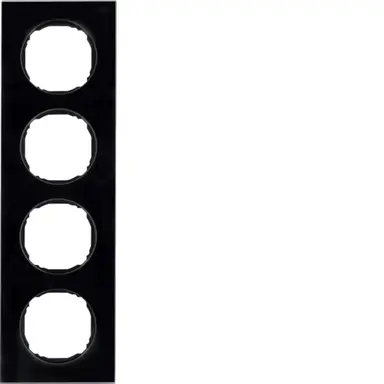 Berker 10142616 afdekraam 4-voudig vlak R8 glas zwart