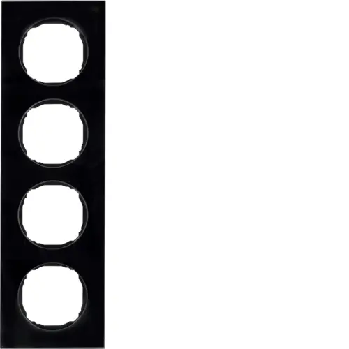 Berker 10142616 afdekraam 4-voudig vlak R8 glas zwart