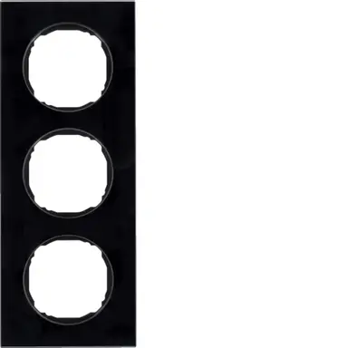Berker 10132616 afdekraam 3-voudig vlak R8 glas zwart