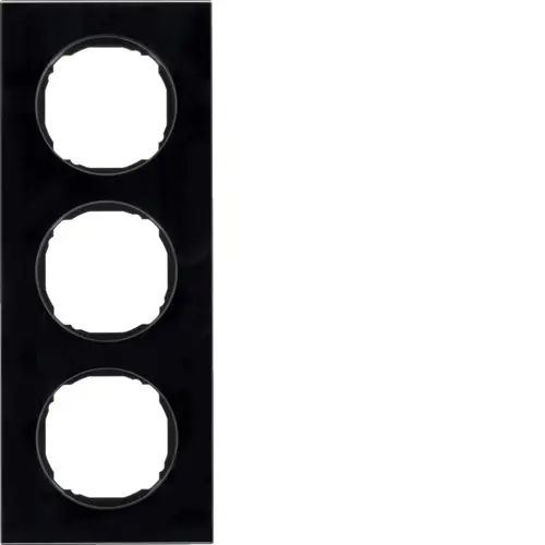 Berker 10132616 afdekraam 3-voudig vlak R8 glas zwart