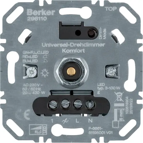 Berker 296110 universele draaidimmer comfort LED 3-100 Watt