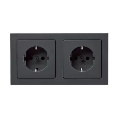 Berker 47206096 wandcontactdoos 2-voudig randaarde compleet voorbedraad voor duo-inbouwdoos Q3 antraciet