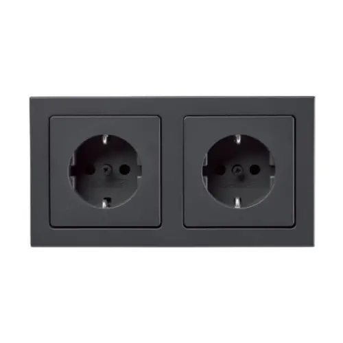 Berker 47206096 wandcontactdoos 2-voudig randaarde compleet voorbedraad voor duo-inbouwdoos Q3 antraciet