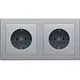 Berker 47206094 wandcontactdoos 2-voudig randaarde compleet voorbedraad voor duo-inbouwdoos Q3 aluminium