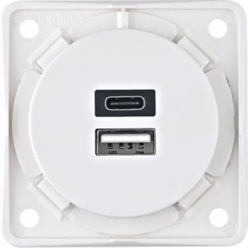 Berker 926202509 Integro Flow USB-oplaadcontactdoos 3A USB-A en USB-C wit mat
