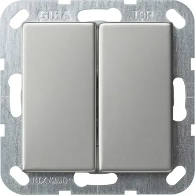 Gira 2861600 drukvlakschakelaar rechtstaand wissel-wisselschakelaar Systeem 55 edelstaal oud model