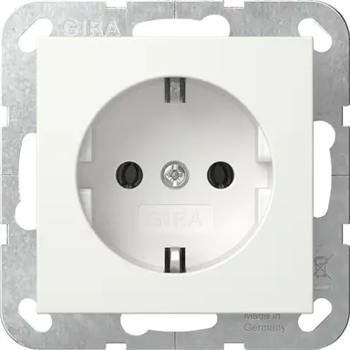 Gira 418803 wandcontactdoos randaarde met klauwbevestiging Systeem 55 wit glans