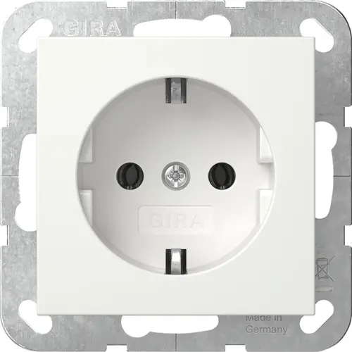 Gira 418803 wandcontactdoos randaarde met klauwbevestiging Systeem 55 wit glans