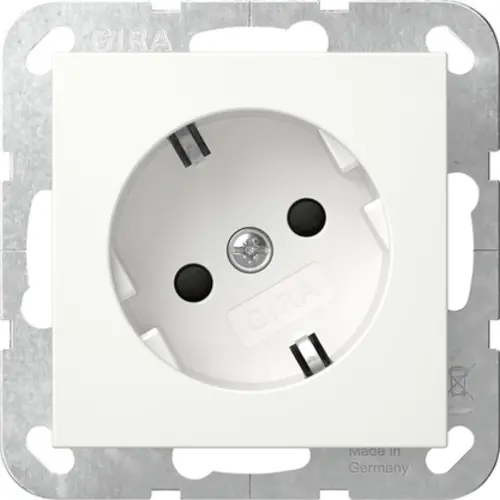 Gira 441827 wandcontactdoos randaarde met verhoogde aanraakbeveiliging 30 graden gedraaid Systeem 55 wit mat