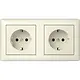 Gira 482101 wandcontactdoos 2-voudig randaarde compleet voorbedraad Type 10 Standaard 55 creme glans