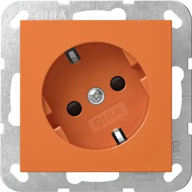 Gira 4418109 wandcontactdoos randaarde met verhoogde aanraakbeveiliging 30 graden gedraaid Systeem 55 oranje