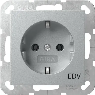 Gira 445826 wandcontactdoos randaarde EDV Systeem 55 aluminium mat