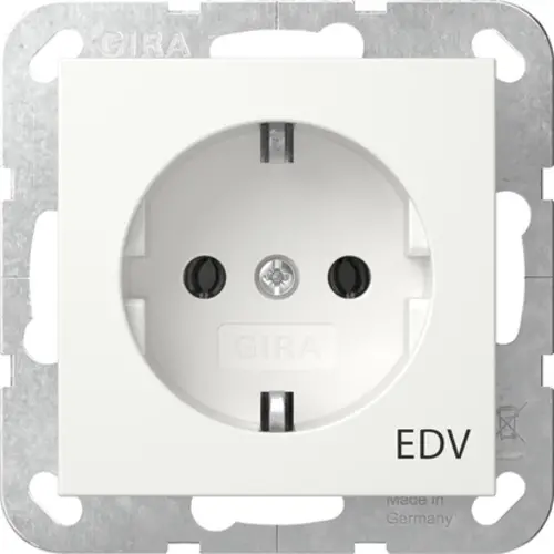 Gira 445827 wandcontactdoos randaarde EDV Systeem 55 wit mat